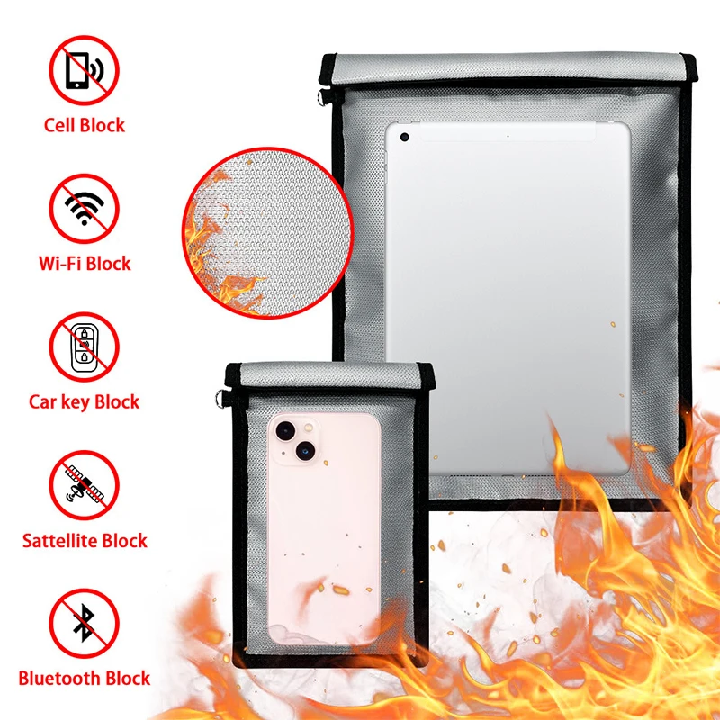 Car Key Signal Blocker - Feuerfeste, wasserdichte Faraday-Tasche, Signalblocker für Telefon,