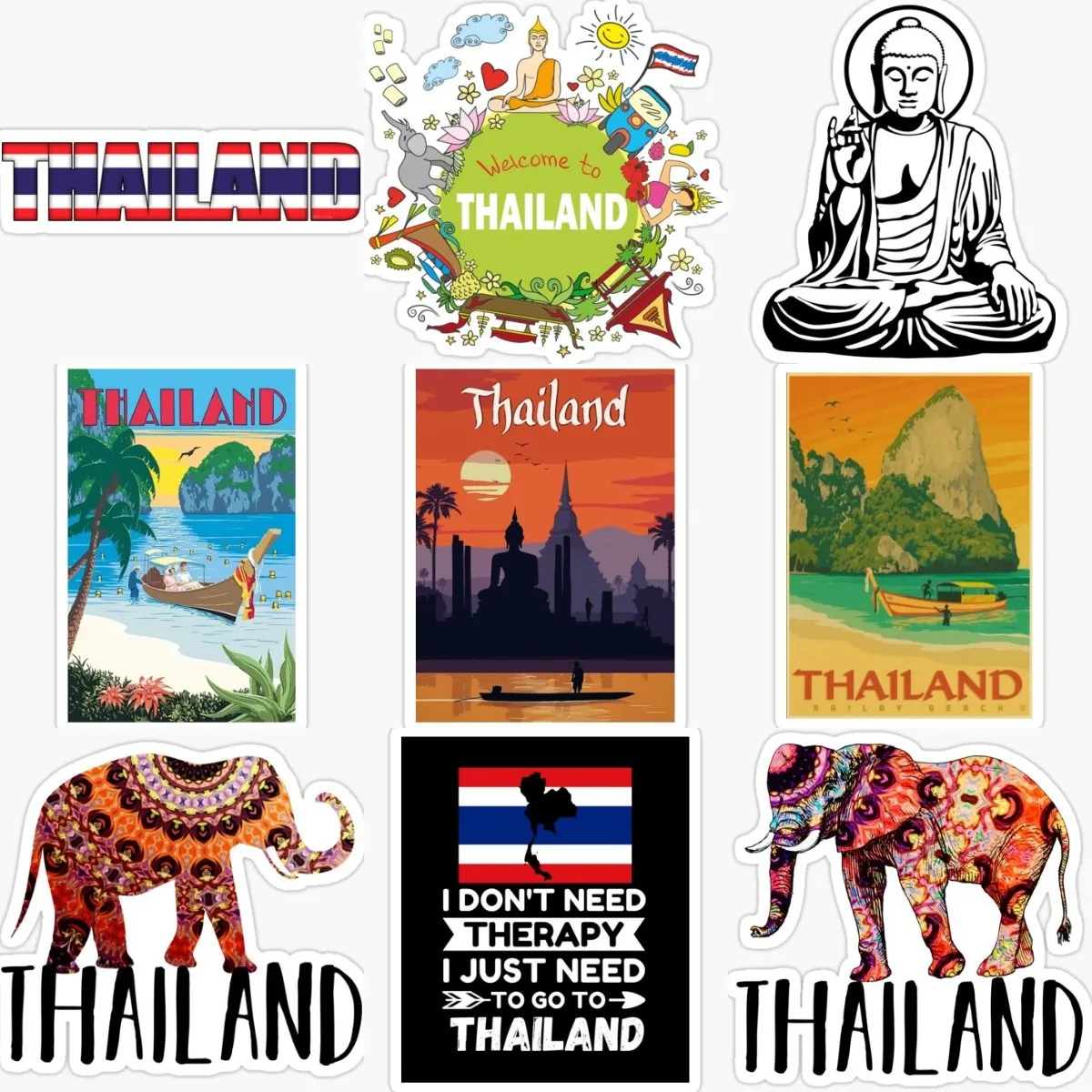 Car Accessories Thailand - Thailand TH Elefant Buddhismus Landschaft Aufkleber