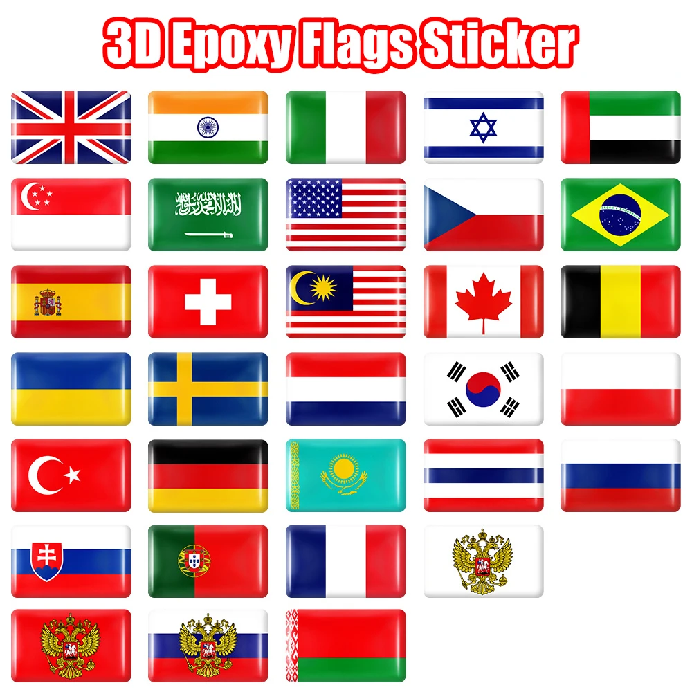 Car Accessories Thailand - 10 Stück Epoxid-Flaggen-Aufkleber, Auto-Innendekoration, Aufkleber für