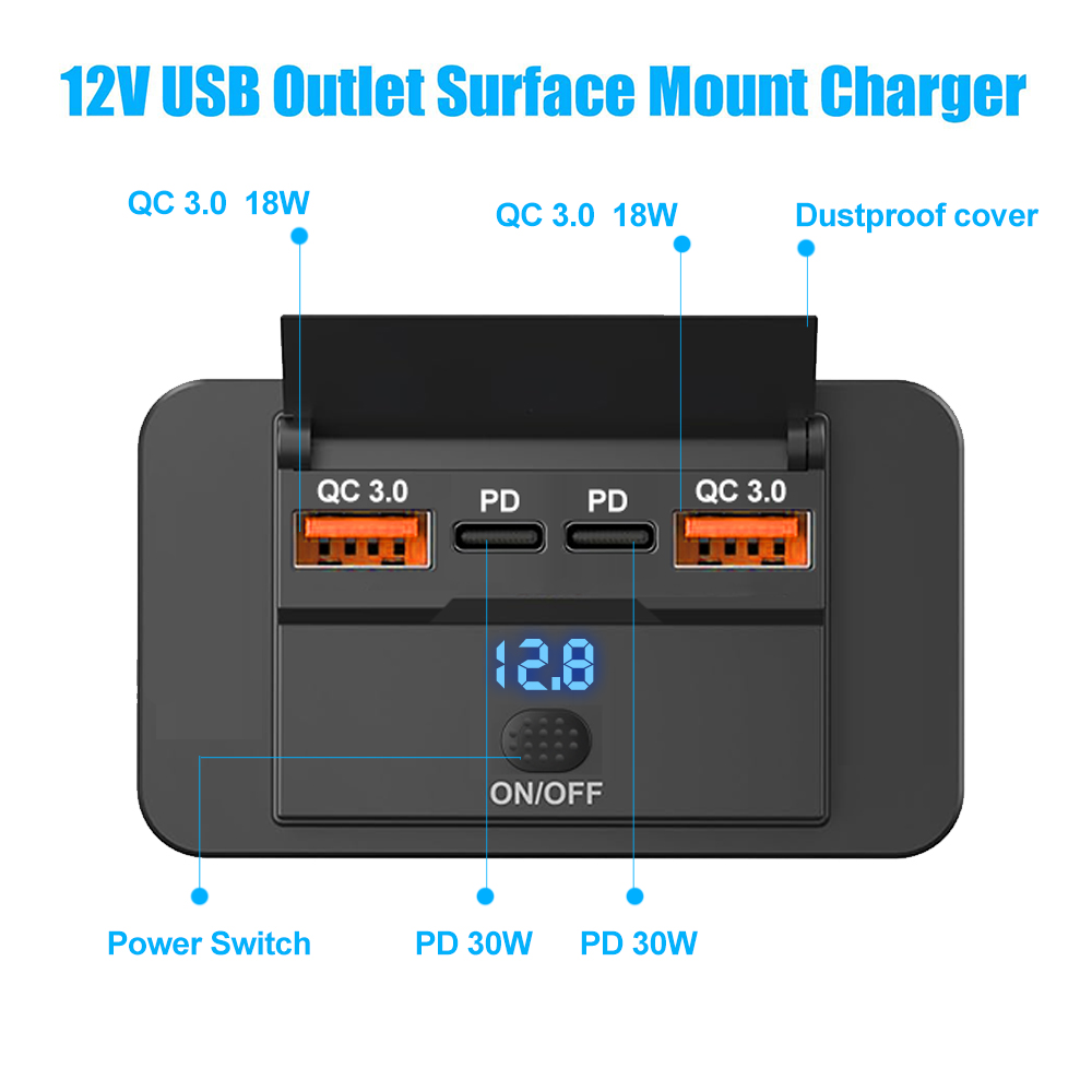 4-Port 12/24V USB-C Wandsteckd – Car Accessories Thailand Bewertung und Preis